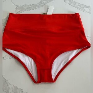Two PINK Victoria's Secret Red and Floral High-Waisted Bikini Bottoms
